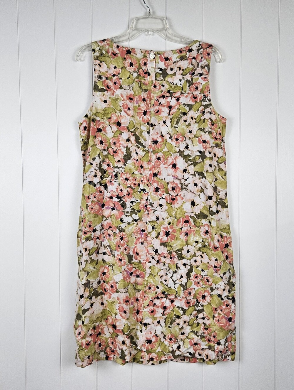 J Jill Linen Shift Dress Floral Sleeveless Pockets Watercolor Womens M Coastal - Picture 5 of 11